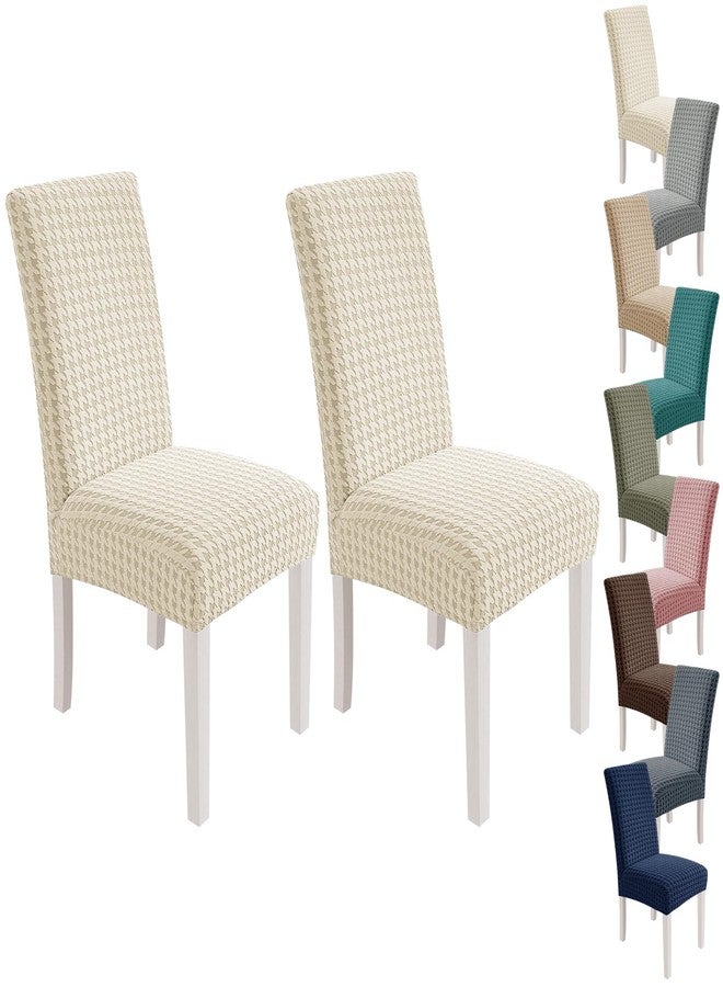MAXIJIN Dining Chair Covers Set of 2, Stretch Kitchen Chair Covers for Dining Chairs, Removable Washable Parson Seat Slipcover for Home, Restaurant, Hotel, Banquet (Beige) - Image 1